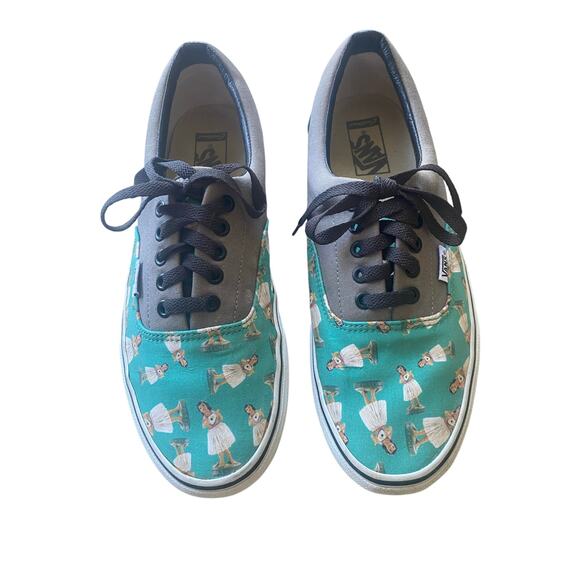 Men’s Hula Girls Vans Shoes Size 10.5 Lace Up Green Grey - Picture 1 of 9